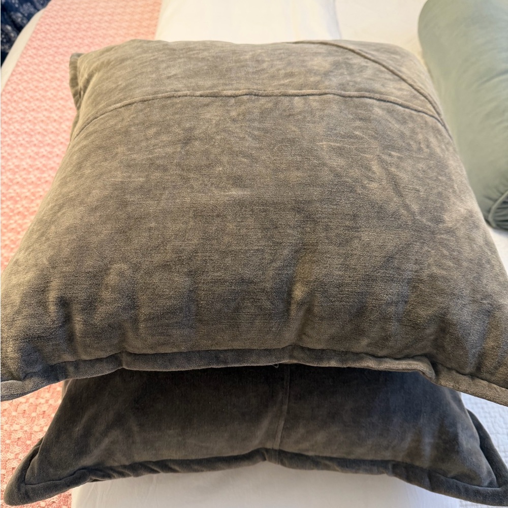 Olive Velvet/linen Throw Pillows
